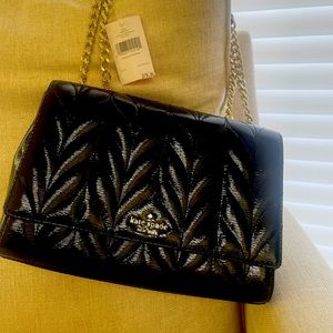 Kate Spade New “Briar Lane” quilted black patent leather handbag